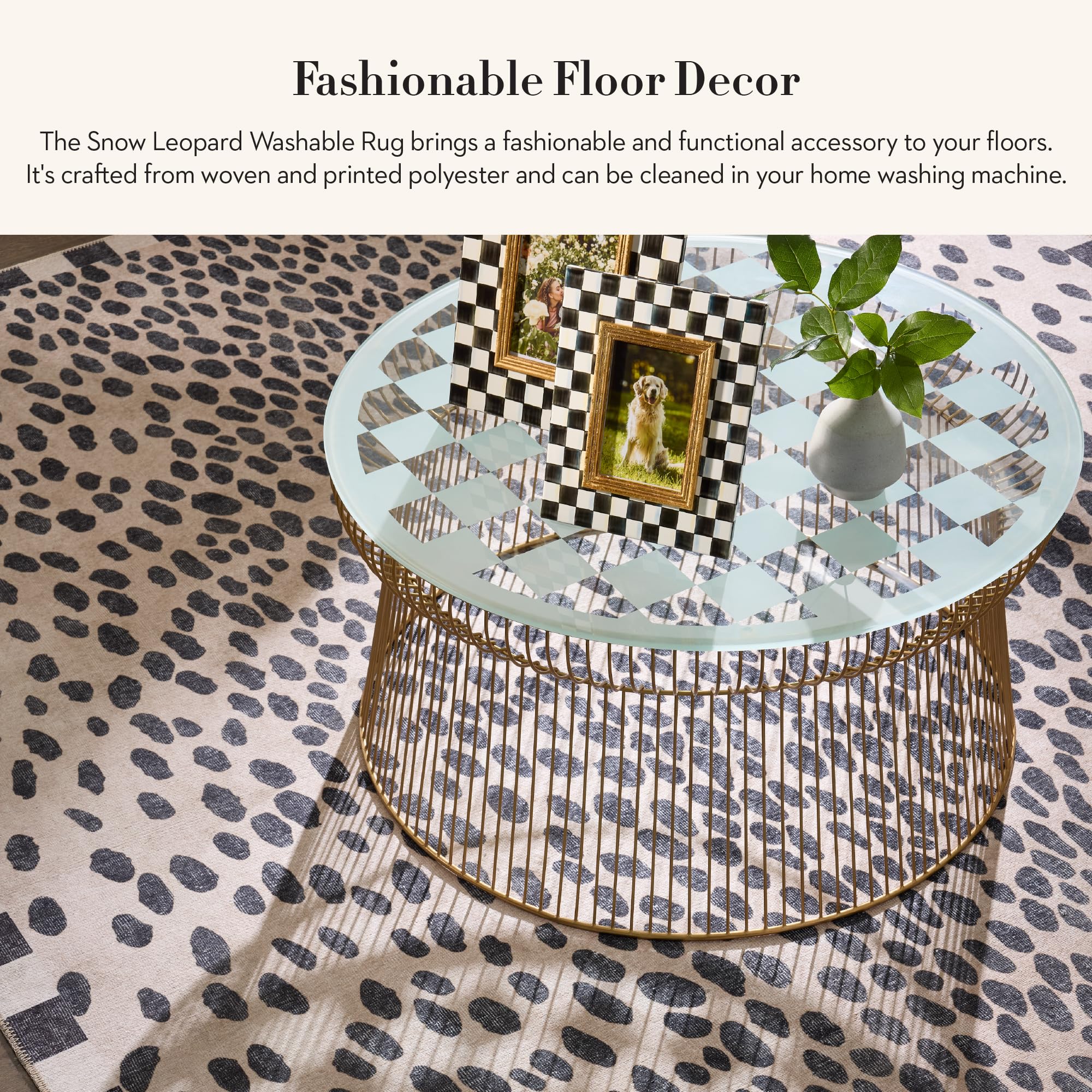 MacKenzie-Childs ラグ カーペット91 cm × 150cm Amazon.com: MACKENZIE-CHILDS Washable Rug, 24x36, Snow Leopard